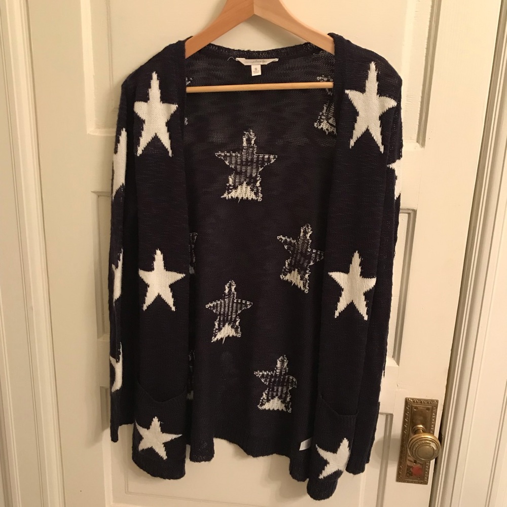 Charming Charlie’s Navy Cardigan Sweater Stars